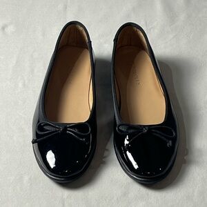 AEROSOLES Black Patent Vegan Leather Flats with Bow